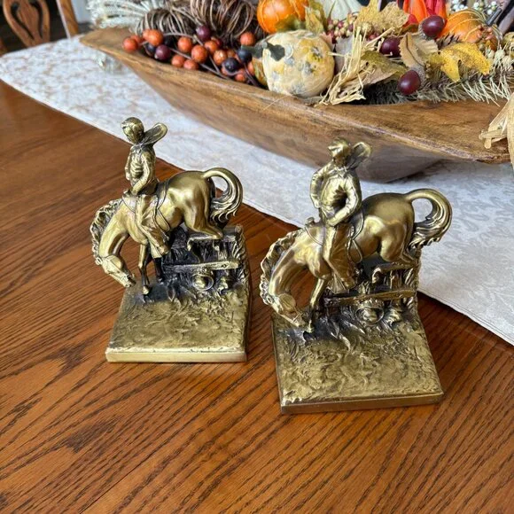 1960's PM Craftsman Cast Bronze Western Bookends - Picture 4 of 17